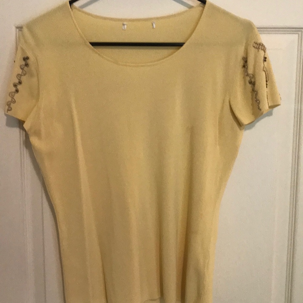 Yellow beaded sleeve top